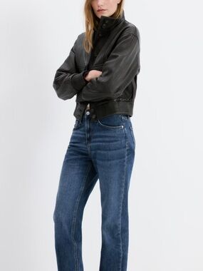 Mango Mid-Rise Straight Leg Jeans in Blue
